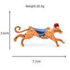Spotted Running Leopard with Blue Saddle Brooch — dimensions