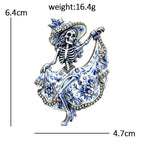 Dancing Calavera Lady in Floral Dress Brooch
