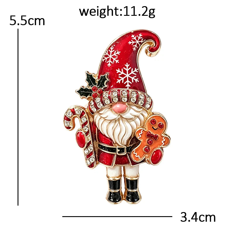 Christmas Gnome with Gingerbread Man Brooch