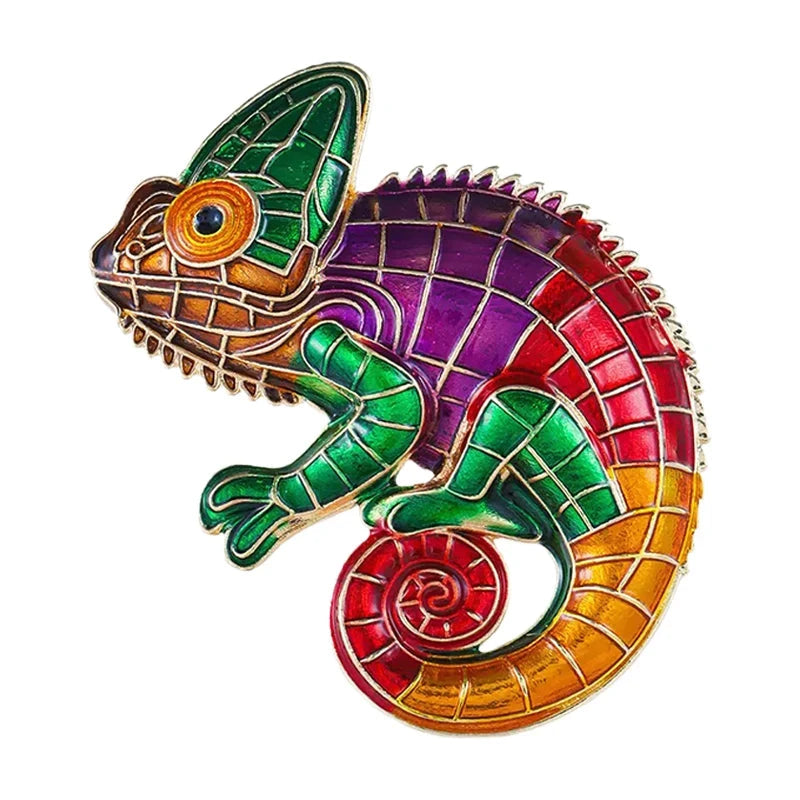 Rainbow Chameleon Design Brooch original white background product photo