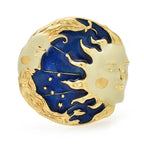 Blue and Ivory Sun and Moon Brooch