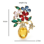 Jeweled Floral Vase Drop Brooch