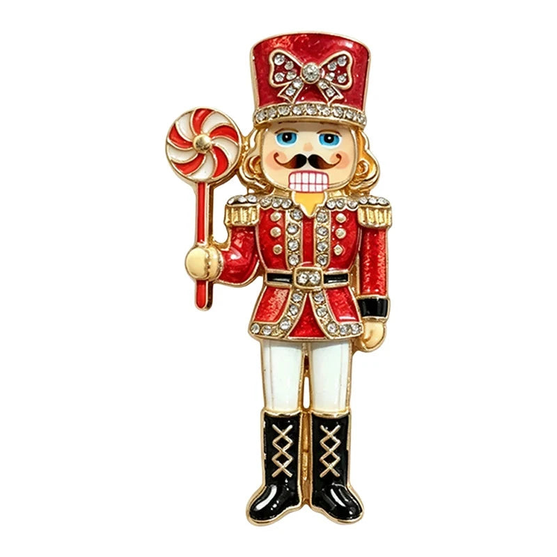 Nutcracker Soldier with Candy Staff Brooch original white background product photo