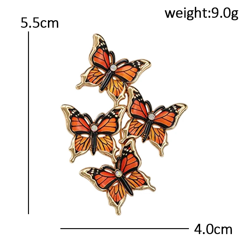 Four Fluttering Butterflies Brooch