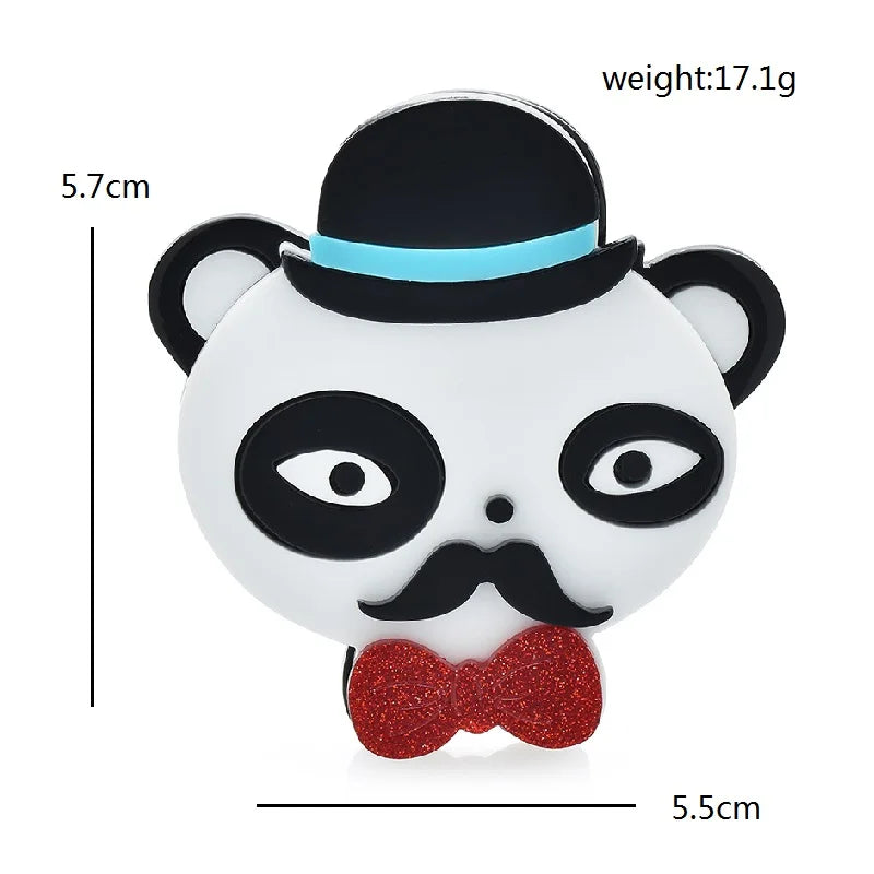 Acrylic Bear with Bowler Hat and Bow Tie Brooch — dimensions