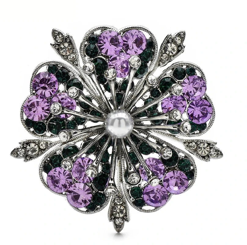Rhinestone Cherry Blossom with Pearl-Look Center Brooch original variant product photo