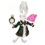 Storybook Rabbit with Watch and Fan Brooch