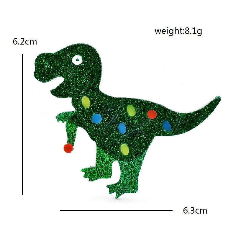 Glitter Acrylic Dinosaur Brooch — dimensions