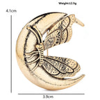 Crescent Moon and Butterfly Vintage-Style Brooch — dimensions