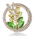 Jeweled Wheat Wreath Brooch — Green