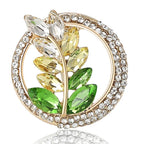 Jeweled Wheat Wreath Brooch — Green
