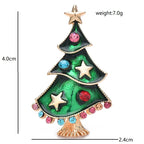 Green Enamel Christmas Tree with Stars Brooch — dimensions