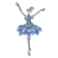 Ballet Dancer with Layered Petal Skirt Brooch — Blue