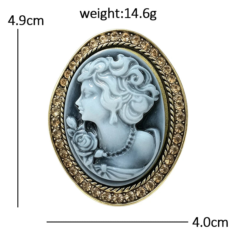Vintage Oval Lady Cameo Brooch