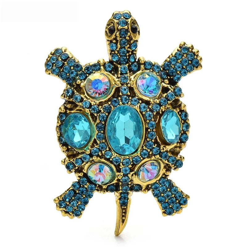 Vintage Jeweled Turtle with Oval Shell Brooch product variant photo