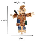 Halloween Scarecrow with Black Bird Brooch — dimensions