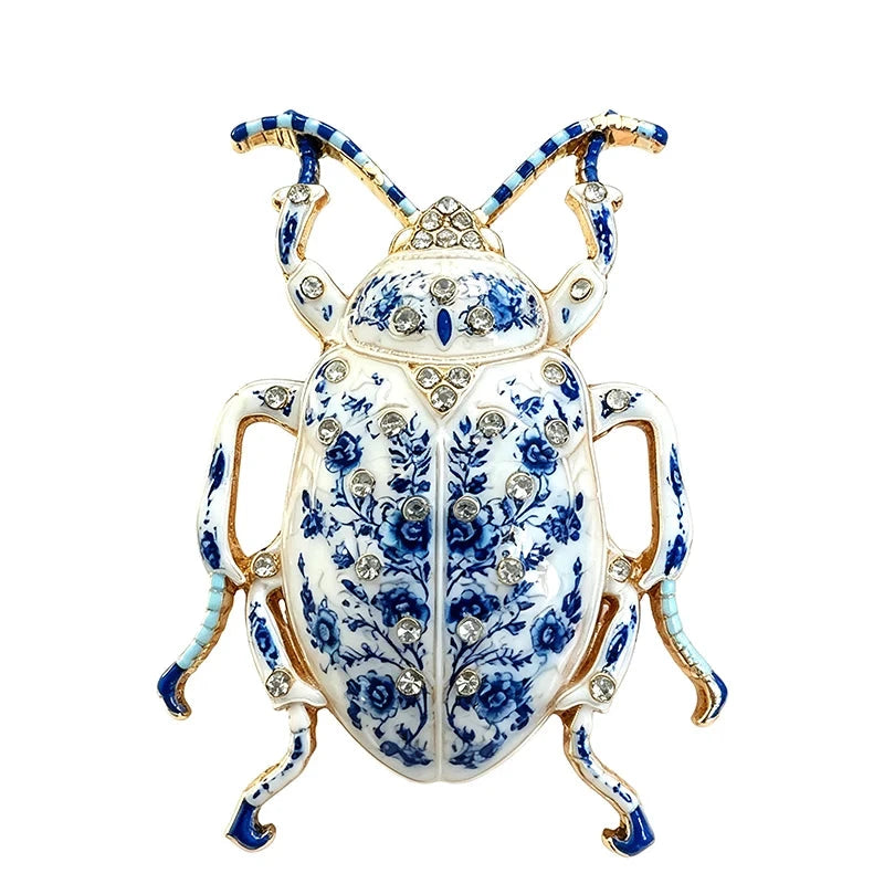 Floral Patterned Beetle Brooch original white background product photo