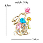 Sparkling Rabbit with Butterfly and Flower Brooch