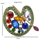 Artist Paint Palette with Multicolor Rhinestones Brooch — dimensions