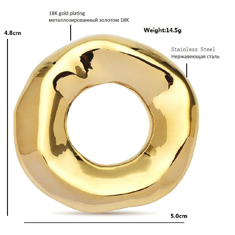 Sculptural Open Disc Stainless Steel Brooch — dimensions