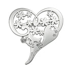 Floral Heart with Cat Silhouette Brooch original white background product photo