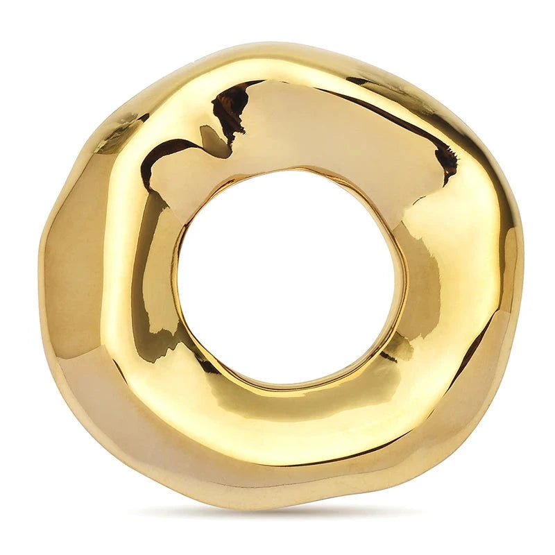 Sculptural Open Disc Stainless Steel Brooch — Gold