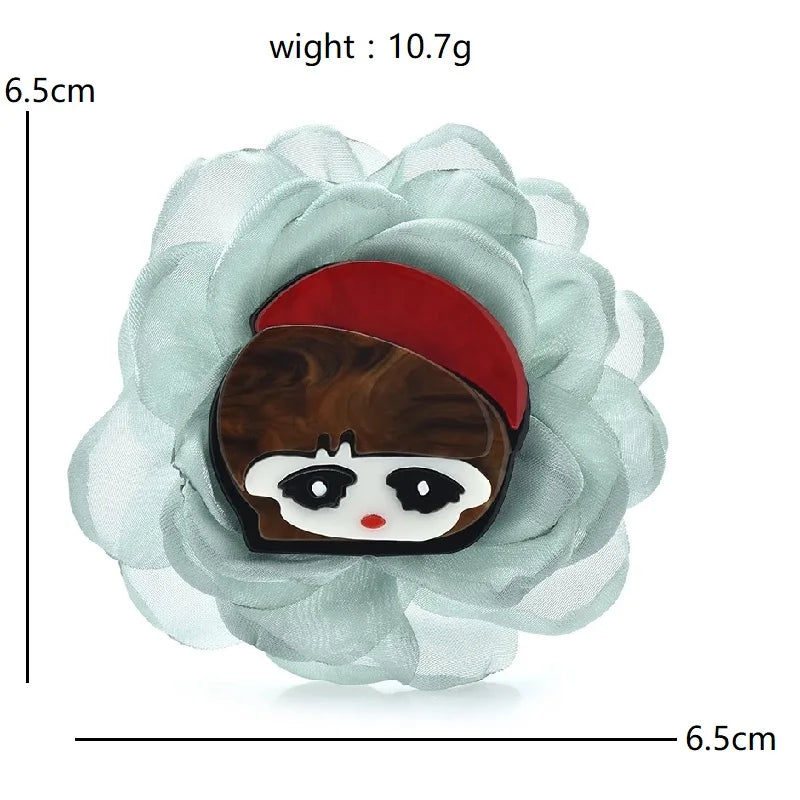 Layered Acrylic Character and Animal Brooch
