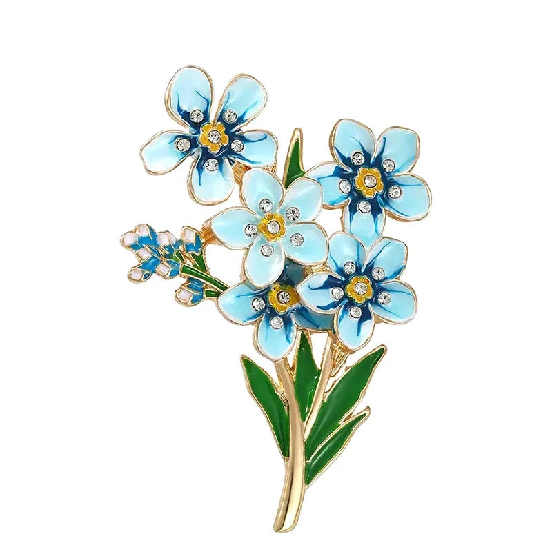 Blue Flower Spray Brooch original white background product photo
