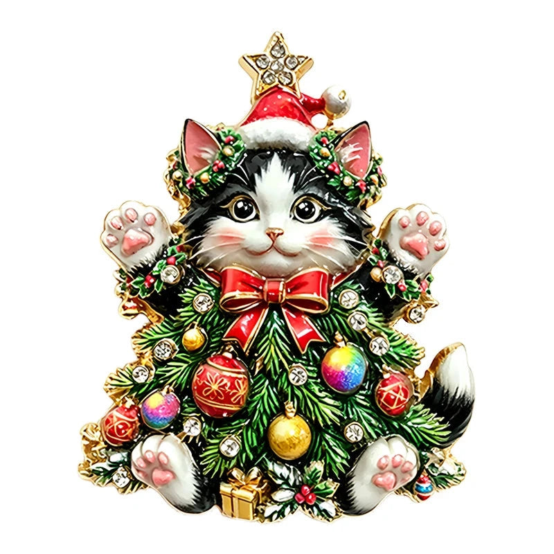 Christmas Tree Costume Kitten Brooch original white background product photo