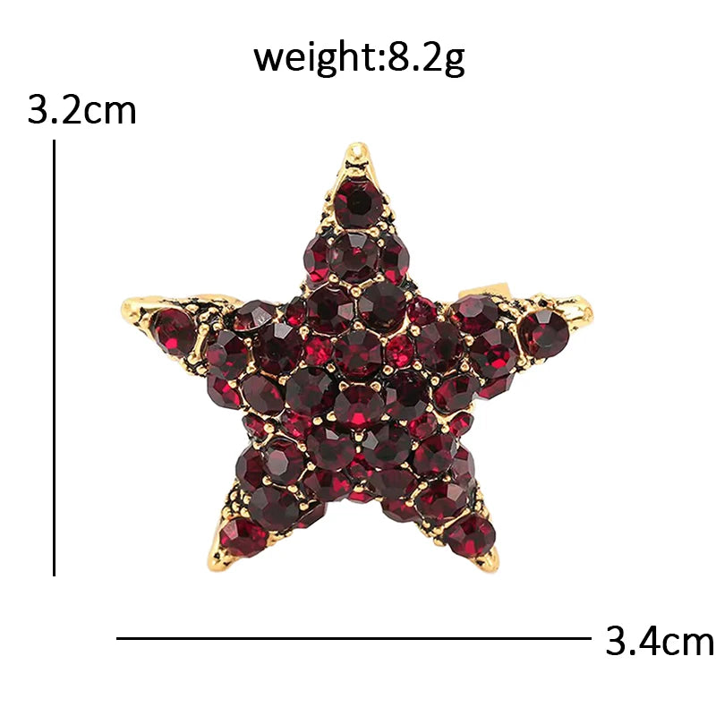 Pave Rhinestone Five Point Star Brooch
