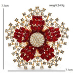Large Jeweled Flower with Radiating Rhinestone Border Brooch dimensions and weight