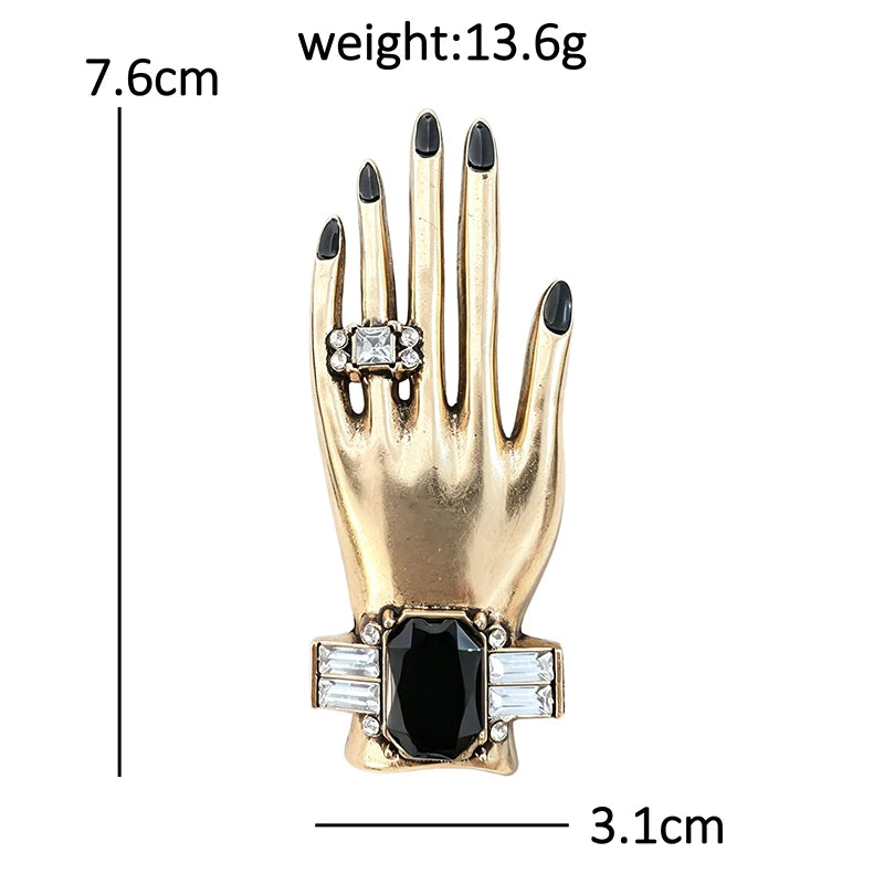 Manicured Hand with Jeweled Bracelet Brooch