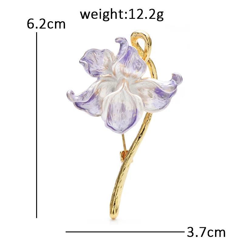 Soft-Toned Orchid on a Curved Stem Brooch
