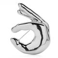 OK Hand Gesture Brooch — Silver