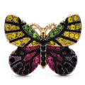 Petite Multicolor Rhinestone Butterfly Brooch — Yellow
