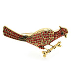 Red Rhinestone Pheasant Brooch