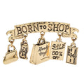 Born to Shop Charm Brooch — Gold