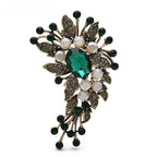 Jeweled Floral Spray with Faceted Petals and Bead Drops Brooch original variant product photo