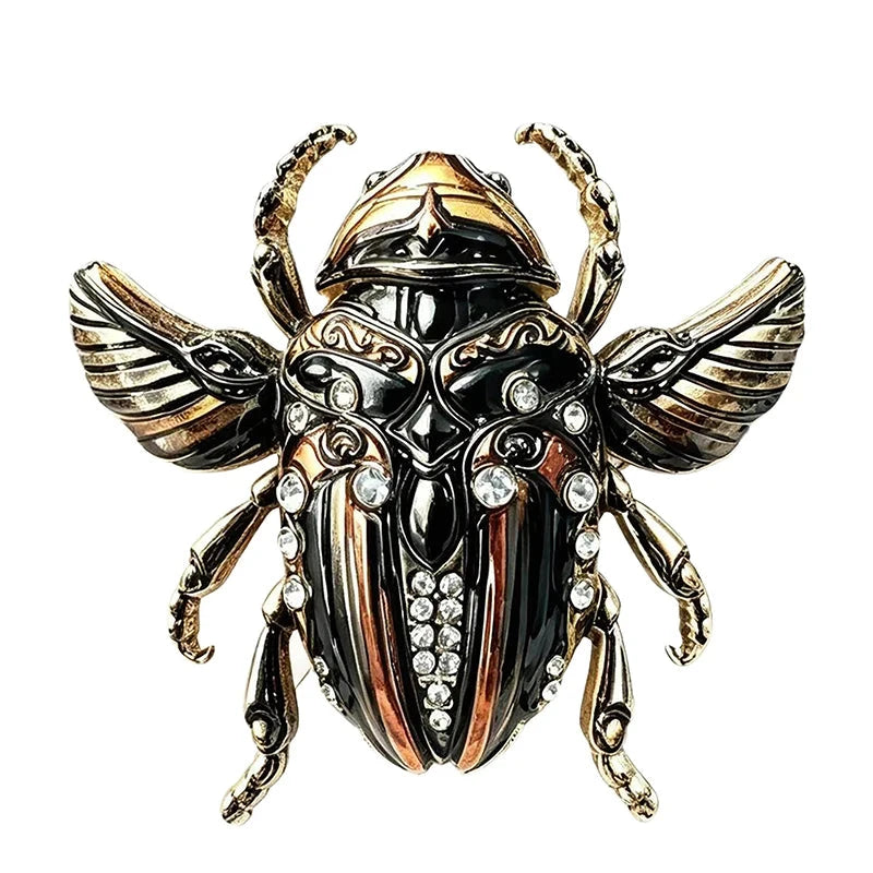 Winged Scarab with Floral Pattern Brooch original white background product photo
