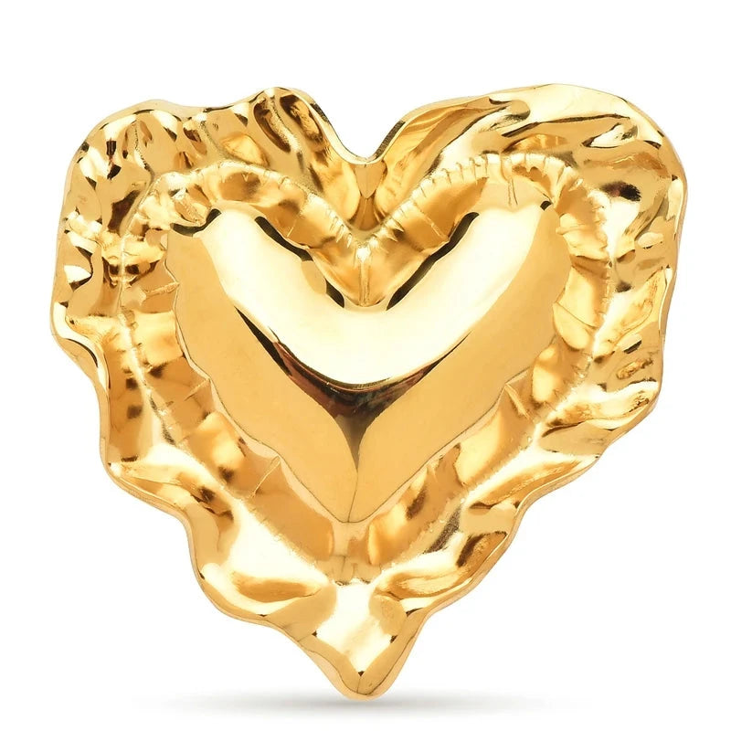 Sculpted Open Heart with Folded Edges Brooch