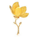 Enamel Magnolia Stem Brooch — Yellow