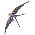 Large Enamel Swallow with Rhinestones Brooch — Purple