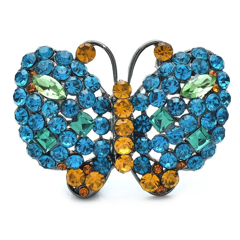 Sparkling Rhinestone Butterfly with Golden Body Brooch — product view