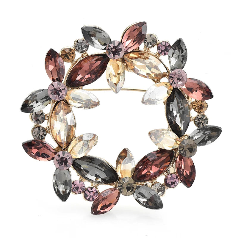 Marquise Jewel Flower Wreath Brooch