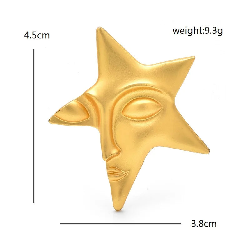 Sculpted Star Face Brooch — dimensions