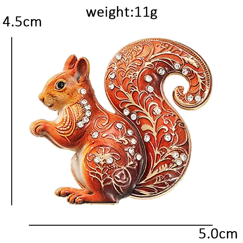 Ornate Squirrel with Curled Tail Brooch