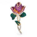 Rhinestone Tulip Flower Brooch — Purple