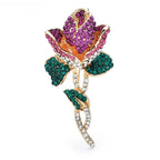 Rhinestone Tulip Flower Brooch — Purple