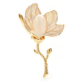 Enamel Magnolia Stem Brooch — Ivory