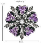 Rhinestone Cherry Blossom with Pearl-Look Center Brooch dimensions and weight